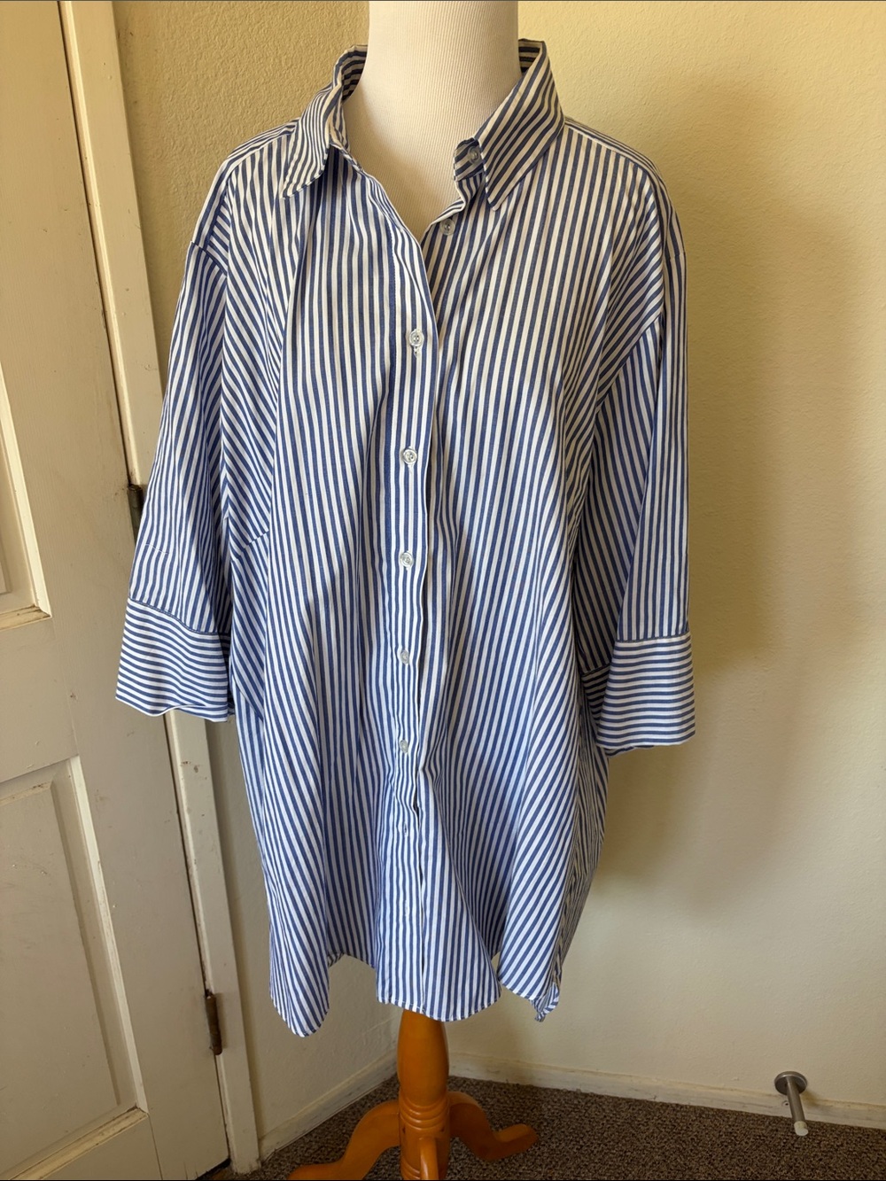 Avenue brand High Low Blue and white striped dress